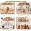 Little Dove Extra Large Kids Play Tent with Flags & Star Lights, Portable & Foldable Teepee, Bed Canopy for Boys & Girls, Indoor Outdoor JoyHut Dome Tent Playhouse, Birthday Gift, 59x39x59in, Brown view 3