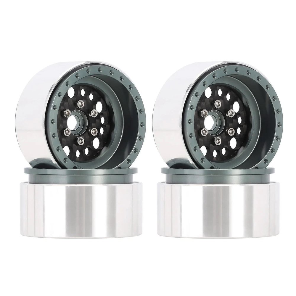 AMLIK RC Car Accessories Deep Dish Offset -10mm Carbon Fiber Aluminum 2.2" Beadlock Wheel Rim for 1/10 RC Crawler Car (W2253) (Color : 1)