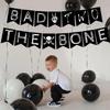 Bad Two the Bone Banner - Rock N Roll Bone Skull Second Birthday Decoration, Born to Rock Music Theme 90s Birthday Party Supplies Black for Boys Kids view 2