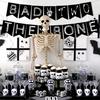 Bad Two the Bone Banner - Rock N Roll Bone Skull Second Birthday Decoration, Born to Rock Music Theme 90s Birthday Party Supplies Black for Boys Kids view 3