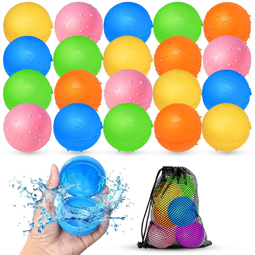 20Pcs Reusable Water Balloons, Summer Water Toys, Magnetic Water Ball for Outdoor Games, Pool Toy, Beach Toys for Kids