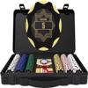 HEITOK Clay Poker Chip Set for Texas Holdem, 300 PCS with Denominations, 14g Professional Casino Blackjack Set, high-end Carrying case with Leather Interior Design and German Polycarbonate Shell view 1