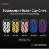 HEITOK Clay Poker Chip Set for Texas Holdem, 300 PCS with Denominations, 14g Professional Casino Blackjack Set, high-end Carrying case with Leather Interior Design and German Polycarbonate Shell view 3