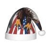 Eagle With Usa Flag Print Christmas Hat, Santa Hat For Kids,Xmas Hat,Unisex Velvet Classic Toddler Santa Claus Hat view 1