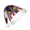 Eagle With Usa Flag Print Christmas Hat, Santa Hat For Kids,Xmas Hat,Unisex Velvet Classic Toddler Santa Claus Hat view 2
