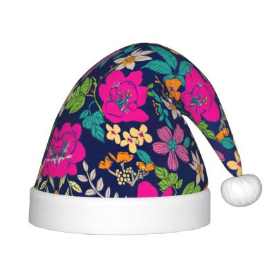 EniLsa Flowers Print,Christmas Santa Hats For Children 14.2x11 Inch Christmas Santa Hats Party Supplies