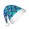 EniLsa Mermaid Teal Fish Scale Print,Christmas Santa Hats For Children 14.2x11 Inch Christmas Santa Hats Party Supplies view 2