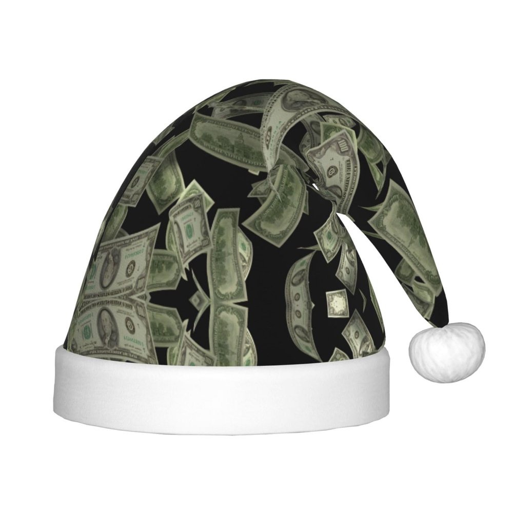 EniLsa Dollar Sign Money Print,Christmas Santa Hats For Children 14.2x11 Inch Christmas Santa Hats Party Supplies
