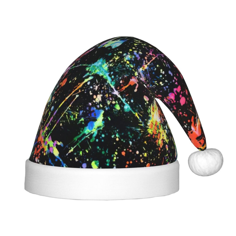 EniLsa Colorful Paint Print,Christmas Santa Hats For Children 14.2x11 Inch Christmas Santa Hats Party Supplies