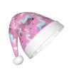 Many Unicorns Pink Print Christmas Hat, Santa Hat For Kids,Xmas Hat,Unisex Velvet Classic Toddler Santa Claus Hat view 2