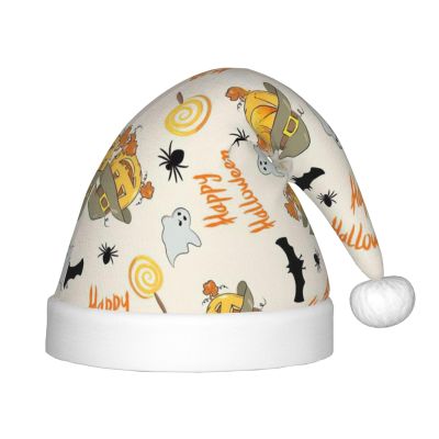 EniLsa Halloween Pumpkin And Owl Print,Christmas Santa Hats For Children 14.2x11 Inch Christmas Santa Hats Party Supplies