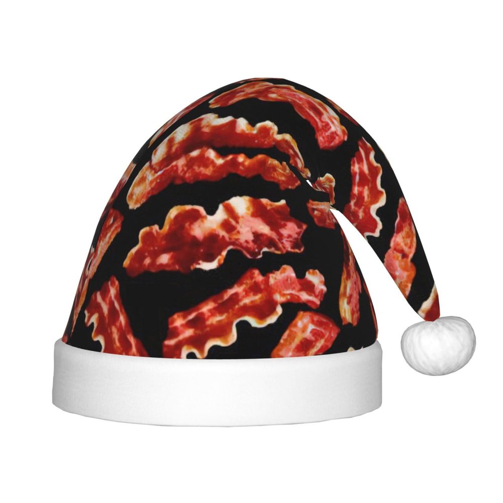 EniLsa Bacon Pattern Print,Christmas Santa Hats For Children 14.2x11 Inch Christmas Santa Hats Party Supplies