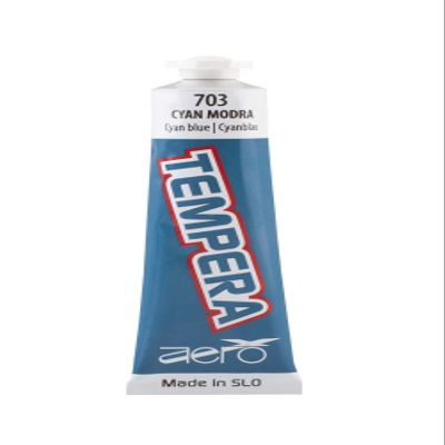 AERO Tempera 12 Tubes of 7.5 ml Cyan Single Colours, Non-Toxic, Bright and Intense Colours, Highly Pigmented, Water Colourable, Suitable for a Wide Range of Painting Techniques