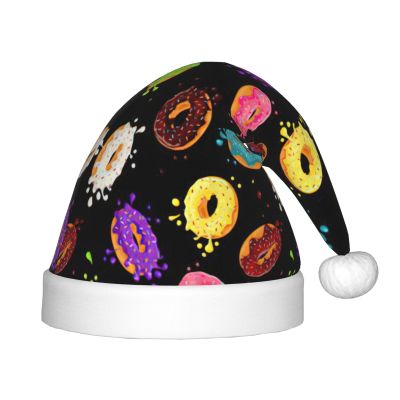 EniLsa Donut Print,Christmas Santa Hats For Children 14.2x11 Inch Christmas Santa Hats Party Supplies