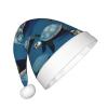 Many Sea Turtle-Blue Print Christmas Hat, Santa Hat For Kids,Xmas Hat,Unisex Velvet Classic Toddler Santa Claus Hat view 2
