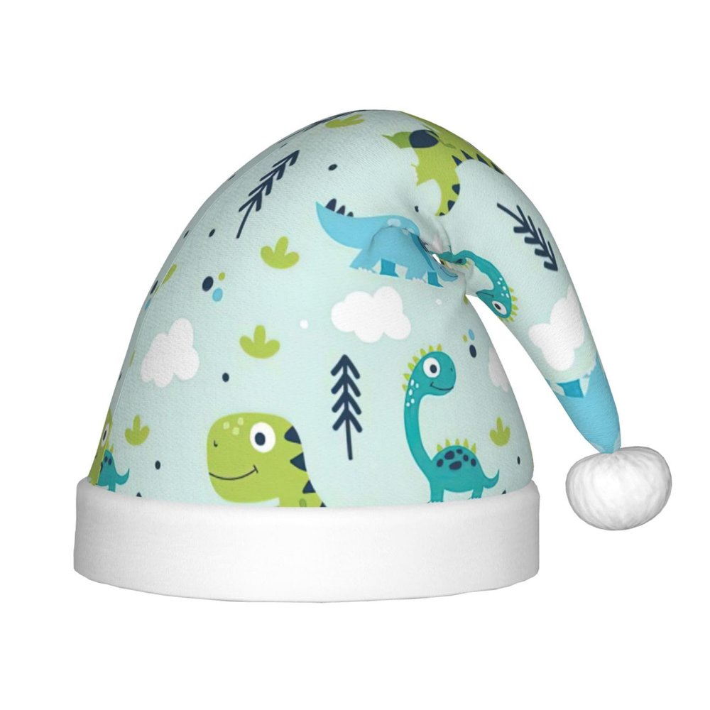 EniLsa Dinosaur Pattern Print,Christmas Santa Hats For Children 14.2x11 Inch Christmas Santa Hats Party Supplies