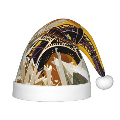 Paris Eiffel Tower Print Christmas Hat, Santa Hat For Kids,Xmas Hat,Unisex Velvet Classic Toddler Santa Claus Hat