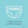 The Diaper Genie Jumbo+ Square Refill, with continuous film, can hold up to 1080 newborn-sized diapers per refill. view 3