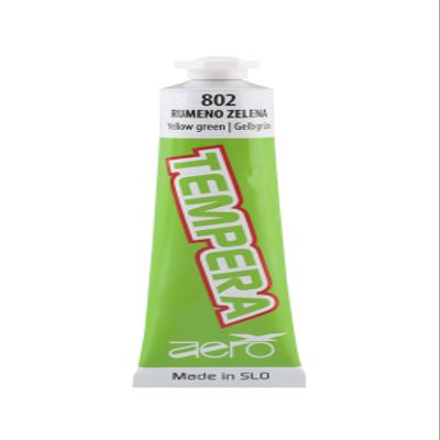 AERO Tempera Single Colours, 12 Tubes of 7.5 ml, Non-Toxic, Bright and Intense Colours, Highly Pigmented, Water Colourable, Suitable for Numerous Painting Techniques, Yellow Green