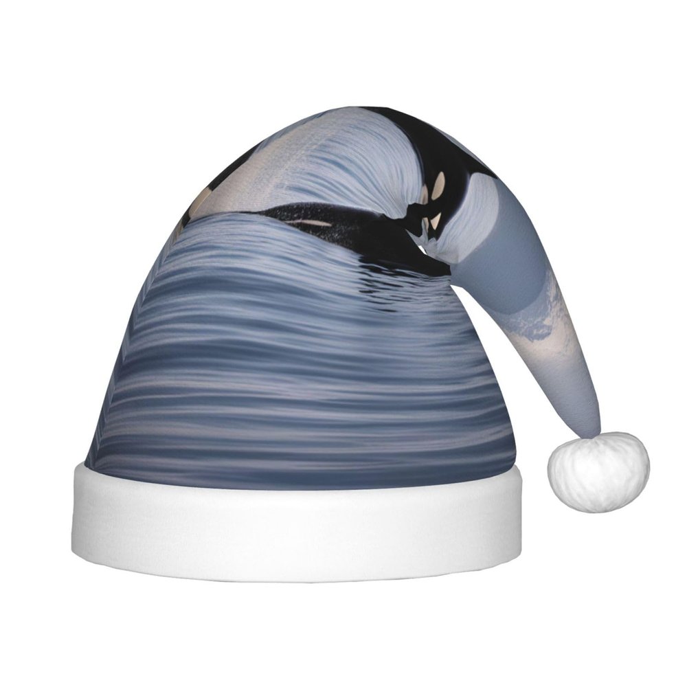 Killer Whales Swim Along Print Christmas Hat, Santa Hat For Kids,Xmas Hat,Unisex Velvet Classic Toddler Santa Claus Hat