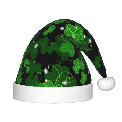 EniLsa St Patricks Day Leaves Print,Christmas Santa Hats For Children 14.2x11 Inch Christmas Santa Hats Party Supplies