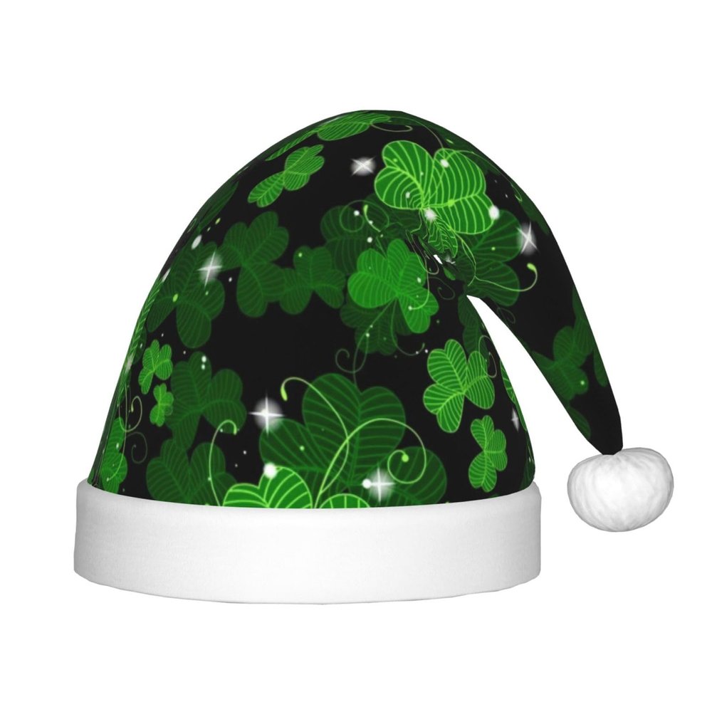 EniLsa St Patricks Day Leaves Print,Christmas Santa Hats For Children 14.2x11 Inch Christmas Santa Hats Party Supplies
