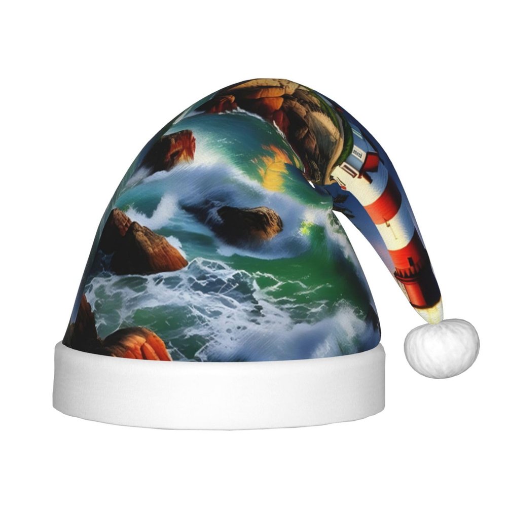 Lighthouse Diamond Painting Print Christmas Hat, Santa Hat For Kids,Xmas Hat,Unisex Velvet Classic Toddler Santa Claus Hat