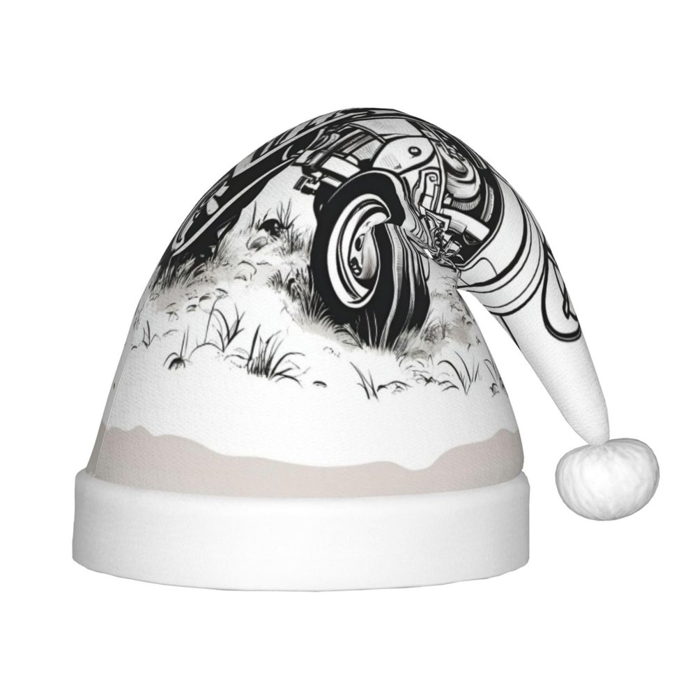 Cartoon Tractor Print Christmas Hat, Santa Hat For Kids,Xmas Hat,Unisex Velvet Classic Toddler Santa Claus Hat