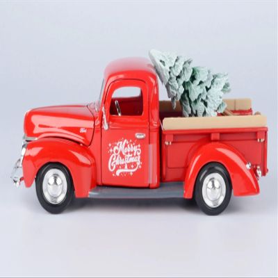 1940 Pickup Truck Red Merry Christmas with Tree Accessory 1/24 Diecast Model Car by Motormax 73234RBIXMT