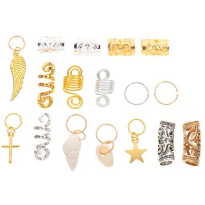 Housoutil 159Pcs Hair Braiding Beads Rings Set, Zinc Alloy Braid Jewelry