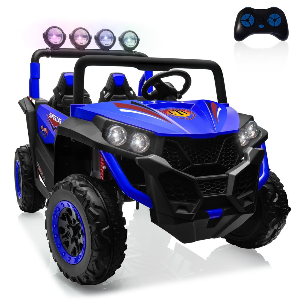 OTTARO 2 Seater Ride on Car Truck,24V Electric Vehicle Car for Kids 3-8 Years,200W Motors,4 Shock Absorbers, Music Play,Bright Light, Remote Control(Blue)