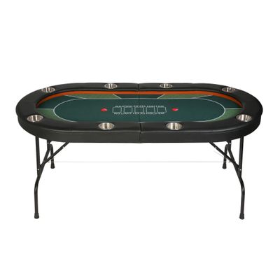 Vilobos Foldable Poker Table 8 Players Poker Table Folding Texas Holdem Poker Card Table Casino Games Blackjack Baccarat Stainless Steel Cupholder-Green