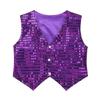 XUNZOO Kids Boys Girls Glittery Sequined Vest Jacket Magician Cosplay Costumes Stage Performance Waistcoat Purple 10-12 Years view 1