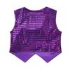 XUNZOO Kids Boys Girls Glittery Sequined Vest Jacket Magician Cosplay Costumes Stage Performance Waistcoat Purple 10-12 Years view 2