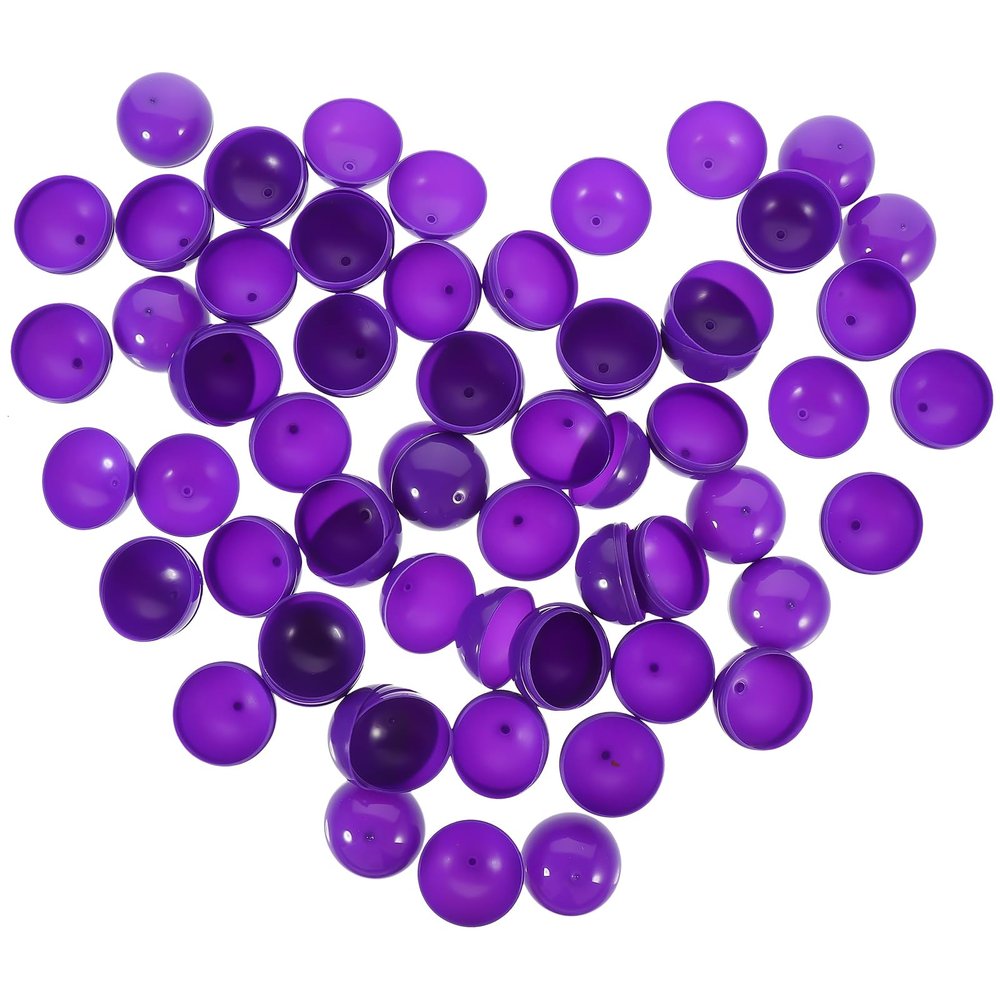 Unomor 50pcs Ball Empty Raffle Balls Bingo Ball Plastic Hollow Ball Openable Vending Container for Party Purple
