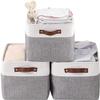 ADAGA [3-Pack] 38CM Large Nursery Storage Baskets, Foldable Canvas Storage Basket,Collapsible Storage Open Basket Bin Set ,Linen Storage Cube Box Toy Baskets with Handles view 1