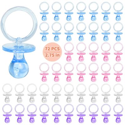 72 Pcs Baby Shower Pacifiers, 2.75 Plastic Pacifiers for Baby Shower Game, Baby Shower Decoration DIY, Gender Reveal Party Table Scatter/Baby Shower Party Favors, 4 Color