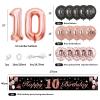 10th Birthday Decorations for Girls,BTZO Black Rose Gold Happy 10th Birthday Banner Birthday Balloons,Number 10 Balloon Rose Gold Confetti Balloons for 10th Birthday Anniversary Party Decorations view 2