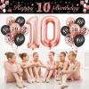 10th Birthday Decorations for Girls,BTZO Black Rose Gold Happy 10th Birthday Banner Birthday Balloons,Number 10 Balloon Rose Gold Confetti Balloons for 10th Birthday Anniversary Party Decorations view 4