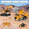Remote Control Excavator and Dump Truck Toy Set - RC Construction Vehicles Toy with Barricades, Road Signs, Simulated Rocks, Lights and Sounds, Birthday Gifts for Toddlers 3-12 year Boys Girls view 3
