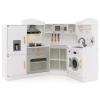 HONEY JOY Corner Kids Kitchen Playset, Ultimate Wooden Play Kitchen for Toddlers, Washing Machine, Ice Maker, Sink, Microwave, Little Chef Pretend Play Toy Kitchen Set, Gift for Boys Girls, White view 1