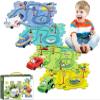 Christmas Stocking Stuffer 4 Sets 4in1 Puzzle Racer Kids Car Track Set,4 Theme Puzzle Racer Car Track Set Puzzle Track Car Play Set Puzzle Raceway Car Track Preschool Gifts for Kids Birthday Gift view 1