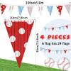 VitalCozy 4 Pcs 131 ft Baseball Pennant Banners Party Decorations Triangle Baseball Flags Garland Bunting for American Ball Sport Game Decor Birthday Camp BBQ Party Supplies Home Outdoor Hanging view 2