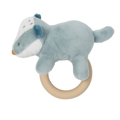 Nattou - Rattle with Silicone Ring, Light Blue (595179)