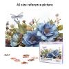 1000 Piece Jigsaw Puzzle for Adults Personalized Picture Puzzle Blue Flowers and Dragonfly Customized Wooden Puzzle for Family, Birthday, Wedding, Game Nights Gifts, 29.5"x19.7" view 2