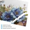 1000 Piece Jigsaw Puzzle for Adults Personalized Picture Puzzle Blue Flowers and Dragonfly Customized Wooden Puzzle for Family, Birthday, Wedding, Game Nights Gifts, 29.5"x19.7" view 3