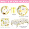 APOWBLS First Bee Day Birthday Party Decorations Tableware - Bumble Bee 1st Birthday Party Supplies, Plate, Napkin, Tablecloth, Fork | Serves 24 view 2