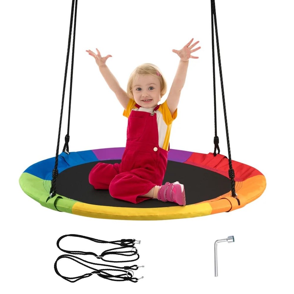 40'' Flying Saucer Tree Swing Indoor Outdoor Play Set Swing for Kids Colorful