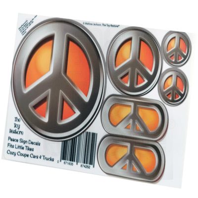 Toy Restore Peace Sign Sticker Fits Little Tikes Cozy Coupe Car Truck (Orange)
