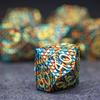 Sage's Portal Dragonstones Solid Metal DND Dice 7 Piece Polyhedral Dice Set for DND TTRPG Dungeons and Dragons Pathfinder (Dragonscales Green/Red/Gold) view 4